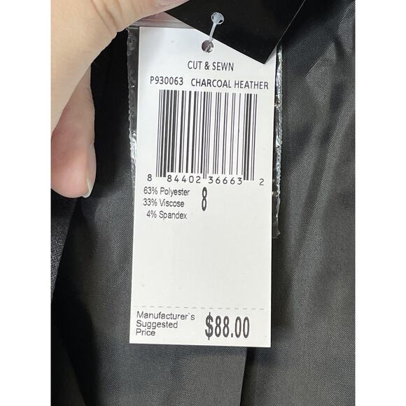 Premise Blazer Womens 8 Charcoal Heather Open Front Suit Jacket Cut & Sewn Work - Picture 7 of 11